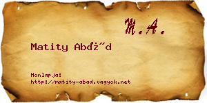 Matity Abád névjegykártya